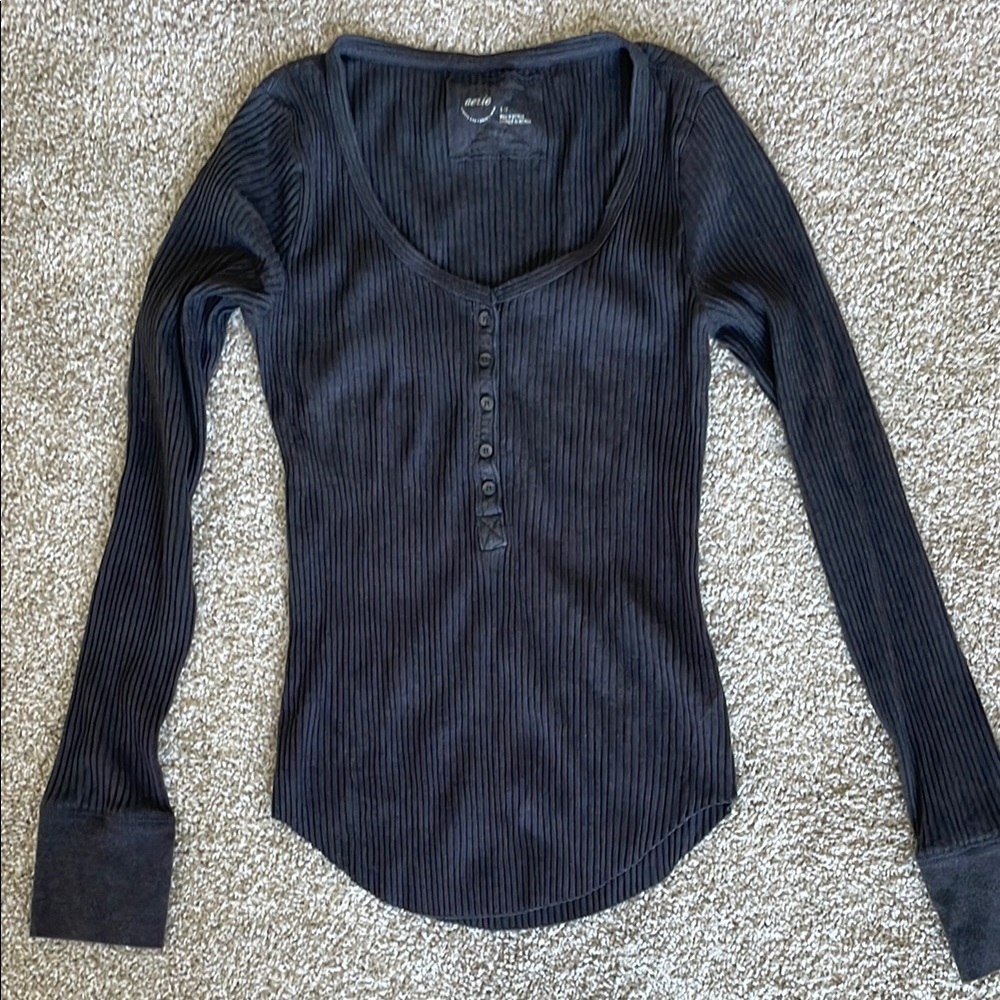 Women's Dark Grey Aerie Long Sleeve Top